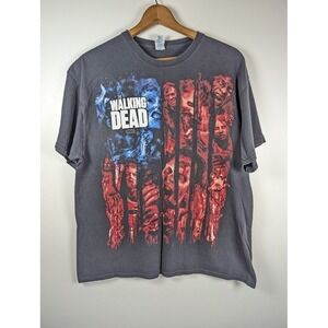 Y2K The Walking Dead T Shirt Size XL AMC TV Show American Flag Zombie Walkers